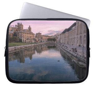 Sunset over small canal in Cospicua, Malta Laptop Sleeve