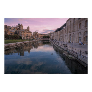 Sunset over small canal in Cospicua, Malta Poster