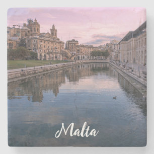 Sunset over small canal in Cospicua, Malta Stone Coaster