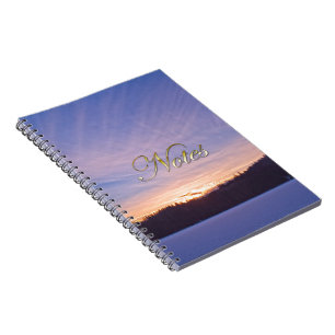 Sunset over Snow-covered Winter Lake & Trees Notebook