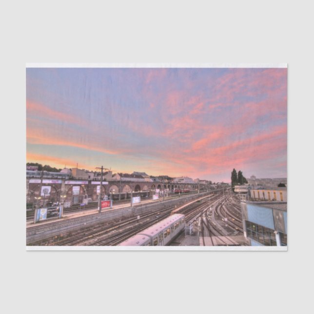 Sunset Over Spittelau, Vienna Austria Tissue Paper (Front)