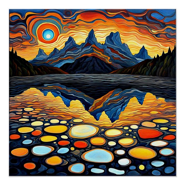 Sunset over spotted lake 1 poster (Front)