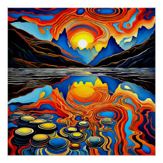 Sunset over spotted lake 2 poster