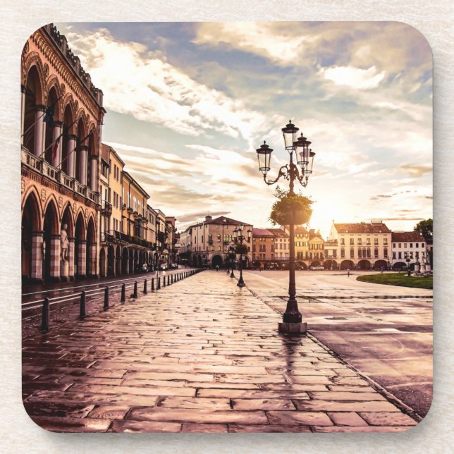 Sunset over square in Padova in Italy Coaster (Front)
