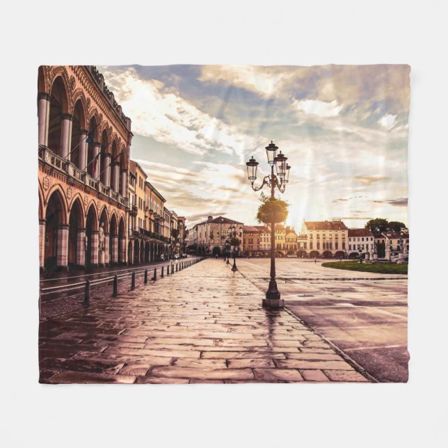 Sunset over square in Padova in Italy Fleece Blanket (Front (Horizontal))