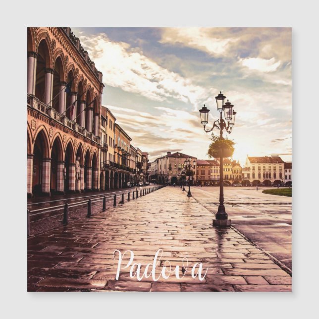 Sunset over square in Padova in Italy Magnet (Front)