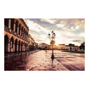 Sunset over square in Padova in Italy Photo Print