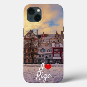 Sunset over street in Riga iPhone 13 Case