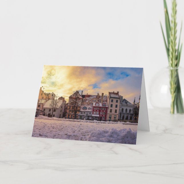 Sunset over street in Riga Holiday Card (Front)