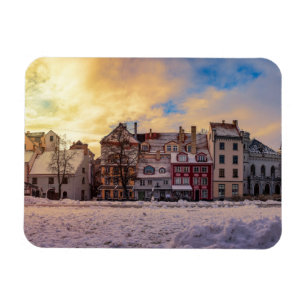 Sunset over street in Riga Magnet