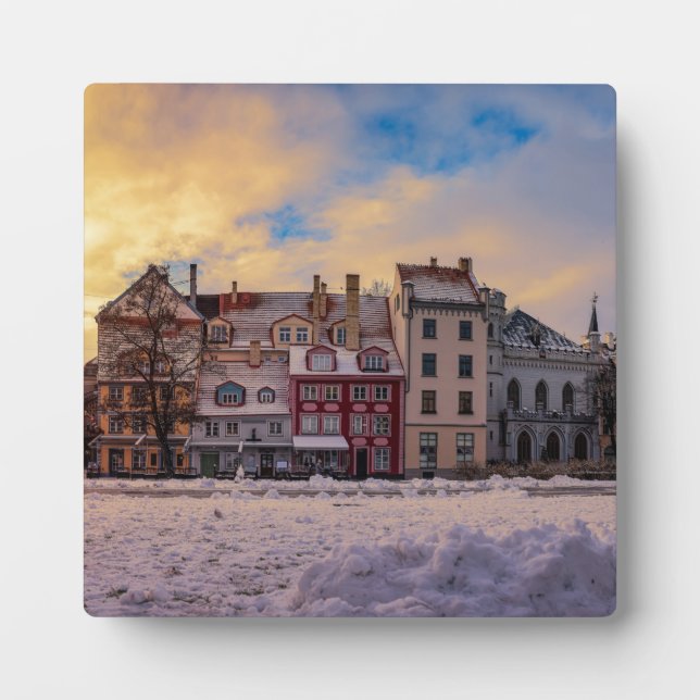 Sunset over street in Riga Plaque (Front)