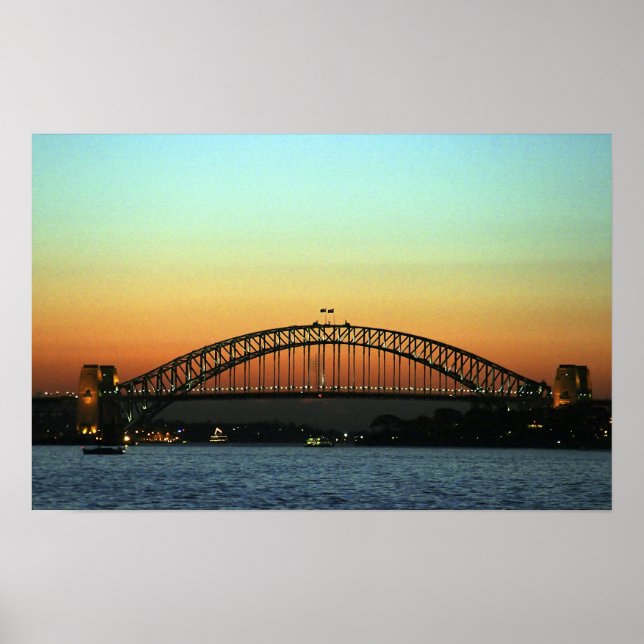 Sunset over Sydney Harbor Bridge, Australia Poster (Front)