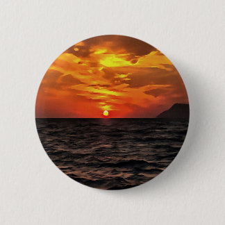 Sunset Over The Aegean Sea Landscape Painting 6 Cm Round Badge