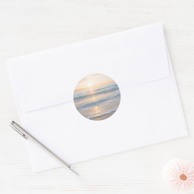 Sunset Over The Beach Classic Round Sticker (Envelope)