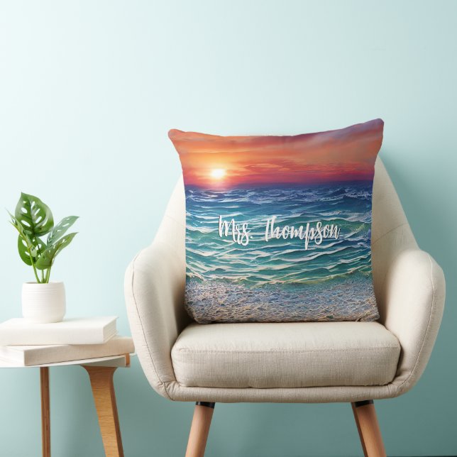 Sunset over the blue turquoise waters cushion (Chair)