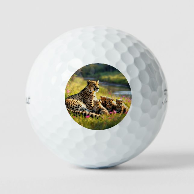 "Sunset over the Cheetah Family" Golf Balls (Front)