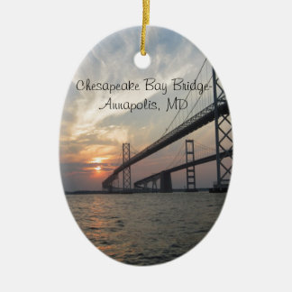Sunset over the Chesapeake Bay Bridge Ceramic Tree Decoration
