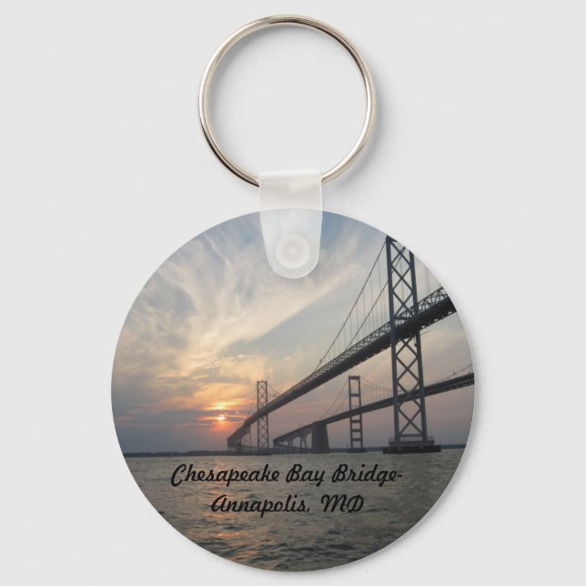 Sunset over the Chesapeake Bay Bridge Key Ring (Front)