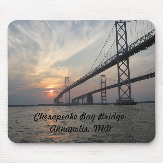 Sunset over the Chesapeake Bay Bridge Mouse Mat (Front)