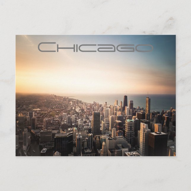 Sunset over the Chicago Illinois City Skyline Postcard (Front)