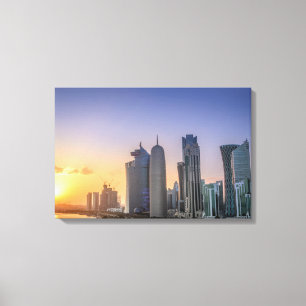 Sunset over the city of Doha, Qatar Canvas Print