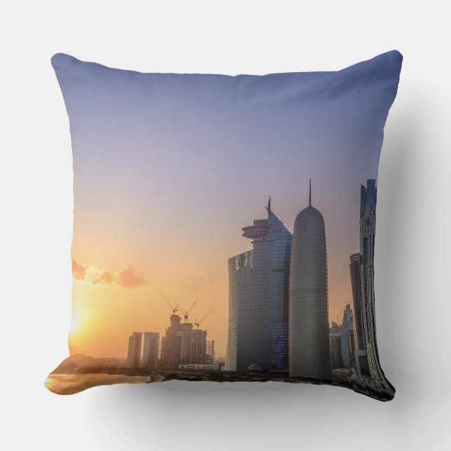 Sunset over the city of Doha, Qatar Cushion (Front)