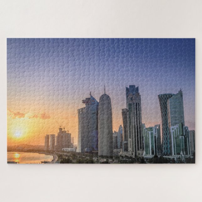 Sunset over the city of Doha, Qatar Jigsaw Puzzle (Horizontal)