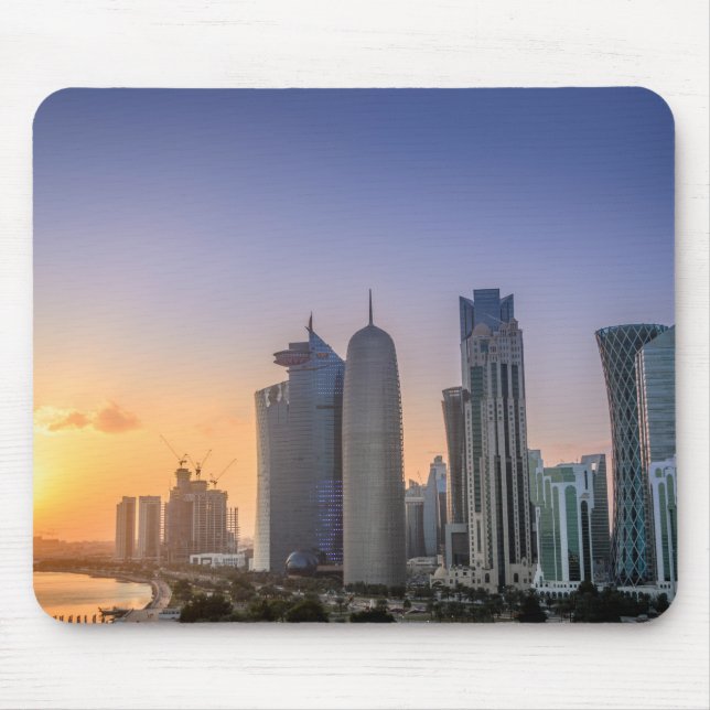 Sunset over the city of Doha, Qatar Mouse Mat (Front)