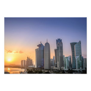 Sunset over the city of Doha, Qatar Photo Print