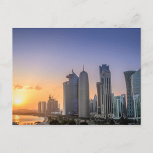 Sunset over the city of Doha, Qatar Postcard