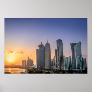 Sunset over the city of Doha, Qatar Poster