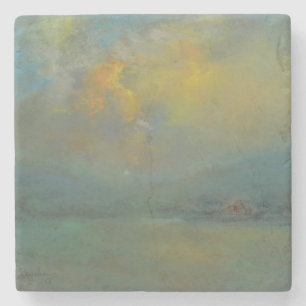 Sunset Over the Hills (by Glenn Cooper Henshaw) Stone Coaster