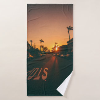 Sunset over the horizon bath towel
