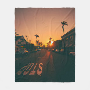 Sunset over the horizon fleece blanket