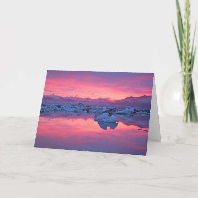 Sunset Over the Jokulsarlon Glacier Lagoon Card (Front)