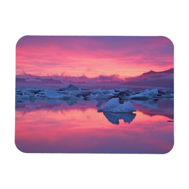Sunset Over the Jokulsarlon Glacier Lagoon Magnet (Horizontal)