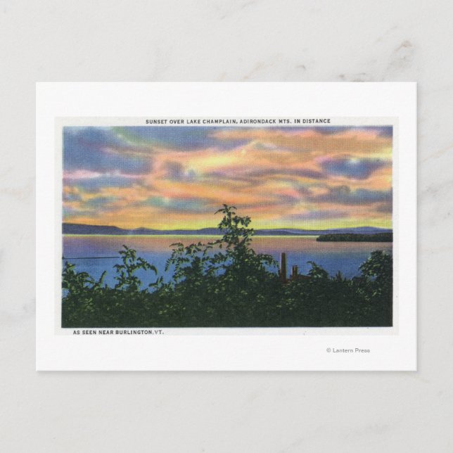 Sunset over the Lake, Adirondack Mts in Postcard (Front)