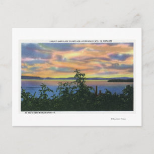 Sunset over the Lake, Adirondack Mts in Postcard