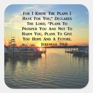 SUNSET OVER THE LAKE JEREMIAH 29:11 SCRIPTURE SQUARE STICKER