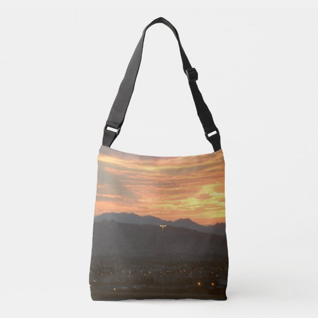 Sunset over the mountains crossbody bag (Front)