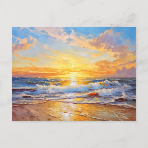 Sunset over the ocean baltic sea postcard