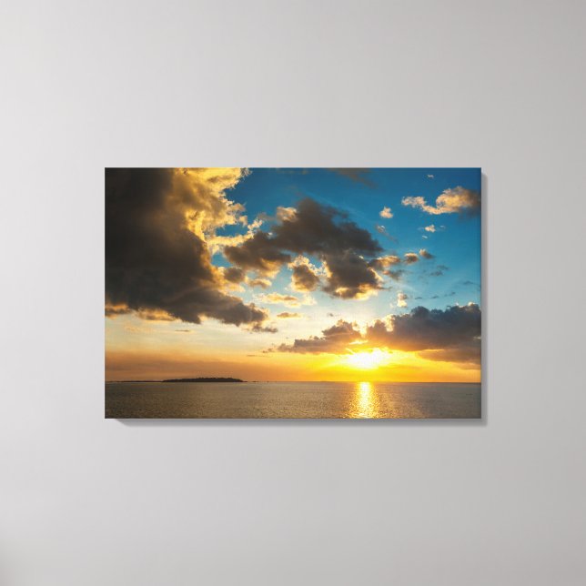Sunset Over The Ocean, Fiji Canvas Print (Front)