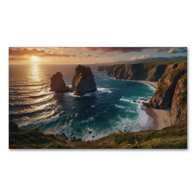 sunset over the ocean 	Magnetic business card (Front)