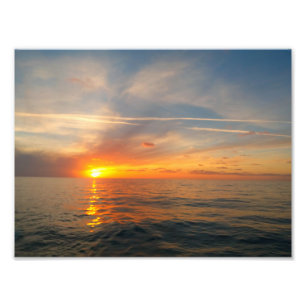 Sunset over the ocean photo print