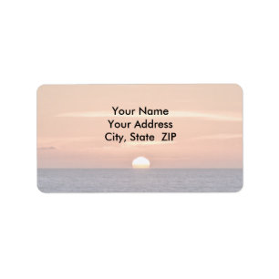 Sunset over the Pacific Ocean Label