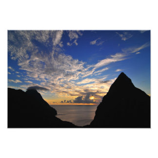 Sunset over the Pitons Photo Print