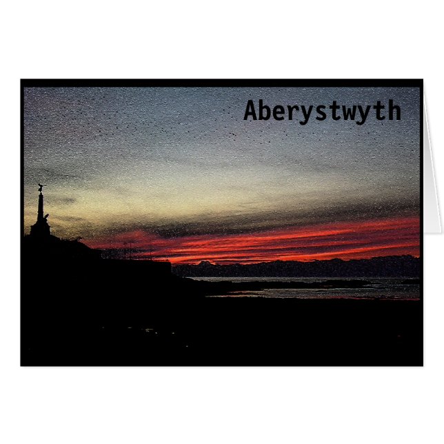 Sunset over the sea in Aberystwyth card (Front Horizontal)