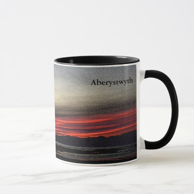 Sunset over the sea in Aberystwyth mug (Right)