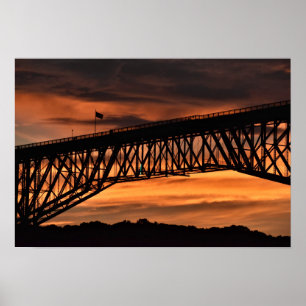 Sunset over The Walkway on The Hudson Bridge Poster