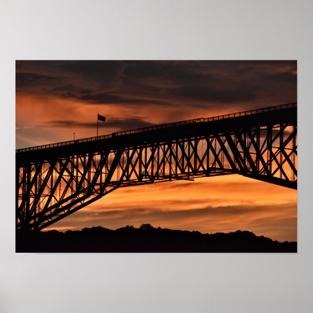 Sunset over The Walkway on The Hudson Bridge Poster (Front)